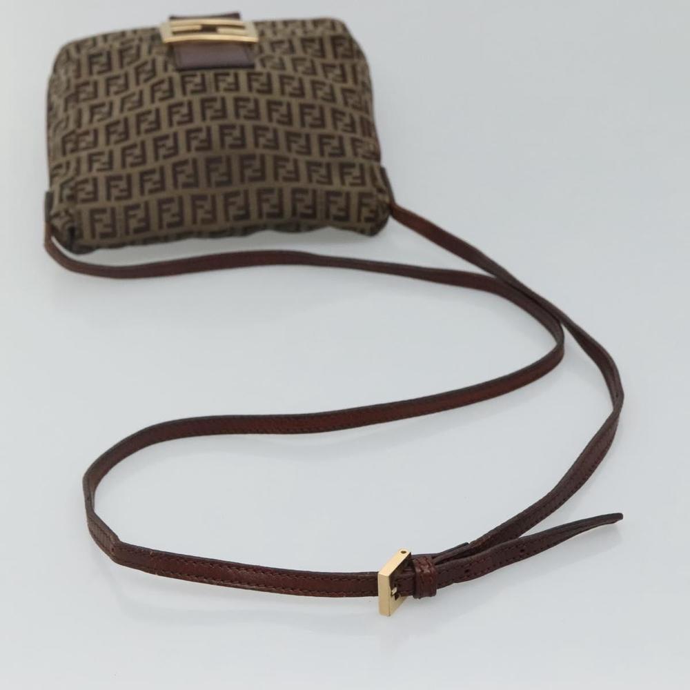 FENDI Zucca Canvas Mamma Baguette Shoulder Bag Black Brown gold Auth 118342 - Picture 7 of 16